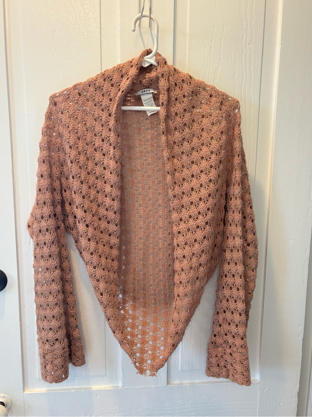 Unyx Open-Knit Pointelle Shrug Cardigan - Dusty Rose